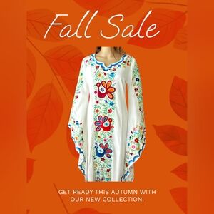 Hand Embroidered Kaftan Lounge Dress or Special Occasion